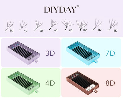 DIYDAY W Shaped Eyelash Extension Premade 3d 4d 5d 6d 7d 8d Mink Faux Lashes BASF PBT Natural Look False Eyelashes