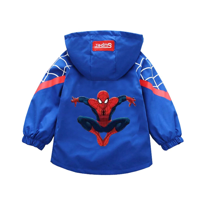 Boys Spiderman Hooded Jackets 1-10 Years Girls Spring Autumn Stitch Print Sports Coats Children Cartoon Outerwear Kids Clothes