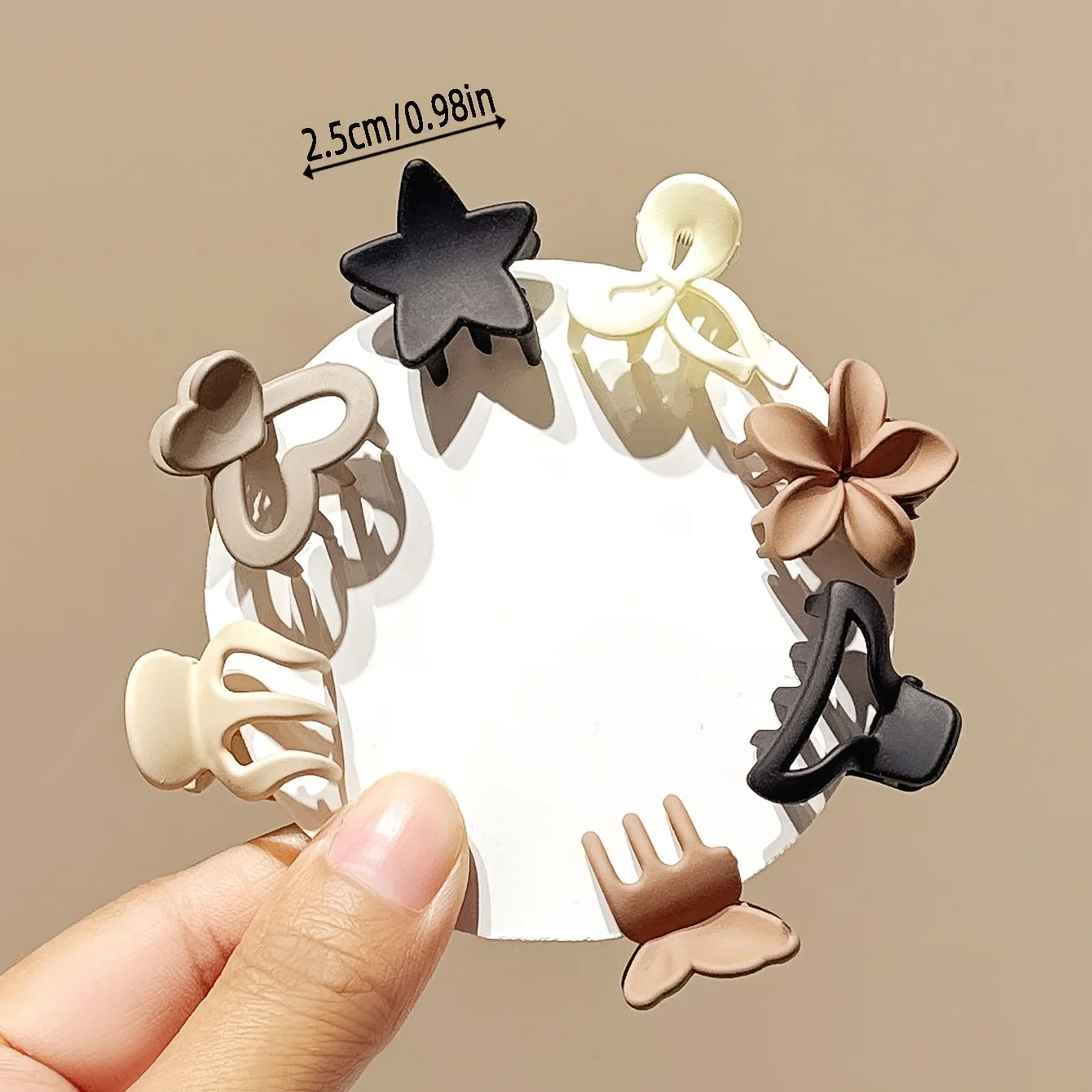 Beige Mini Hair Clips Set.