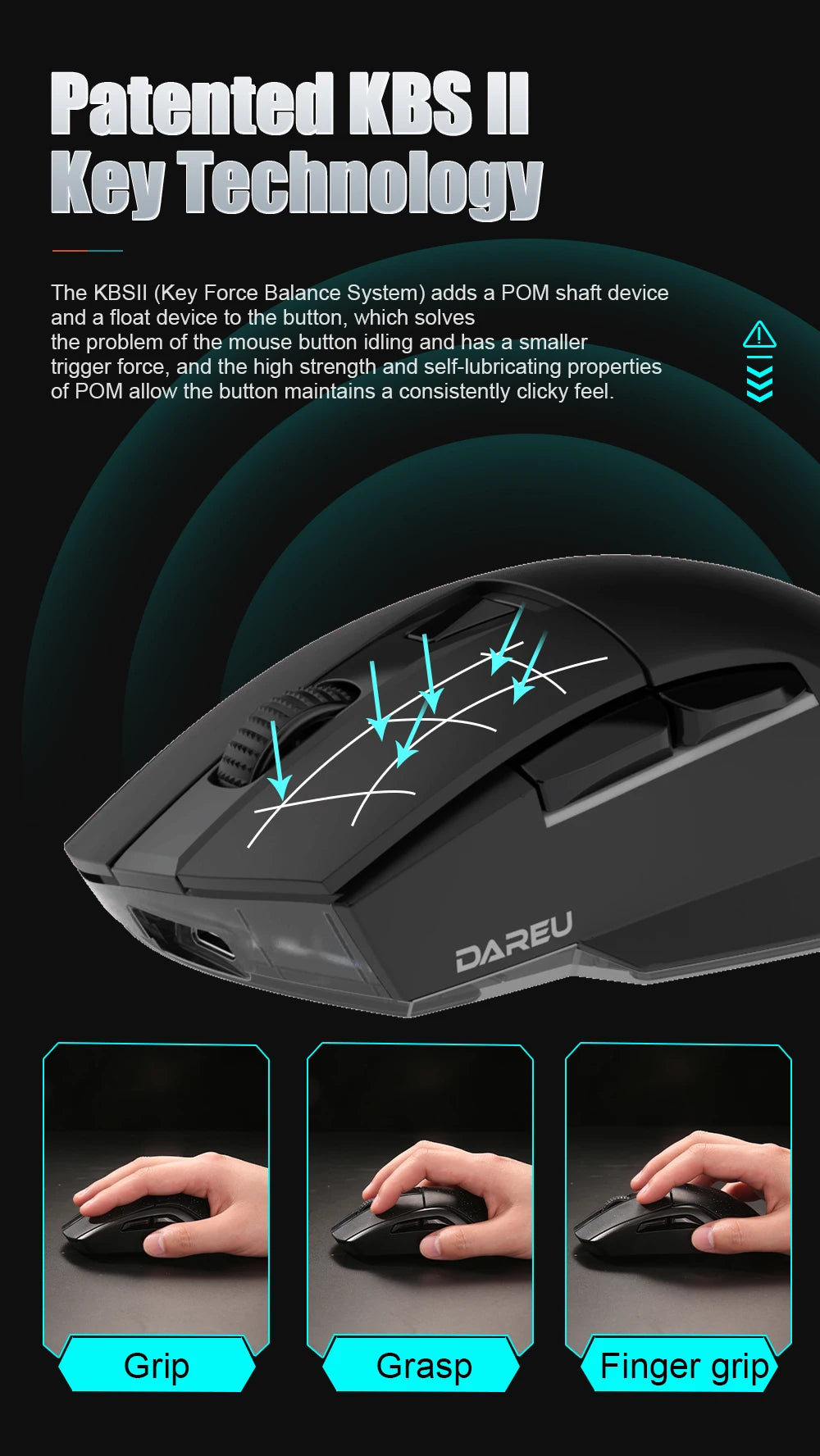 DAREU PC Gamer Mouse 12000DPI RGB Tri-mode Wireless Bluetooth Mice with Charging Dock AIM-WL Sensor for Laptop PC
