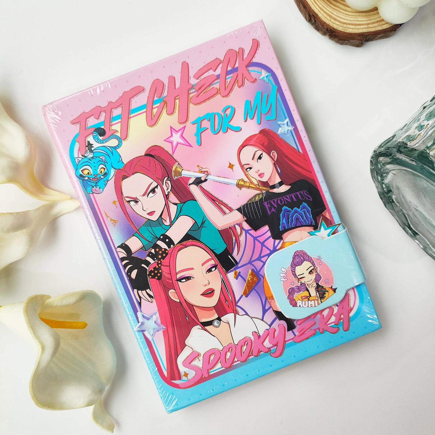 4PCS 32K Korean Style Journal Notebook, Anime Girl Group Magnetic Buckle Diary, Colorful Durable Student Stationery