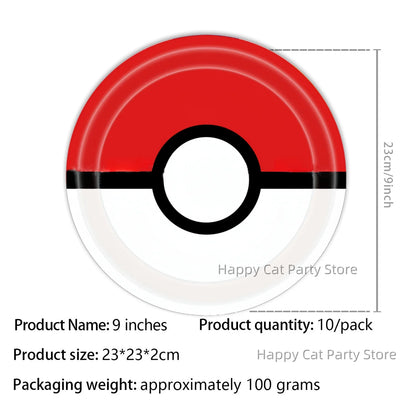 7/9 inch Pokemon Party Plate Birthday Decor Pikachu Poke Ball Disposable Paper Plate Baby Shower Kids Favor Gift Party Supplies
