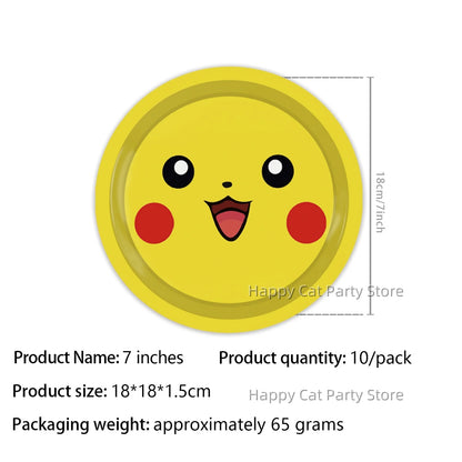 7/9 inch Pokemon Party Plate Birthday Decor Pikachu Poke Ball Disposable Paper Plate Baby Shower Kids Favor Gift Party Supplies