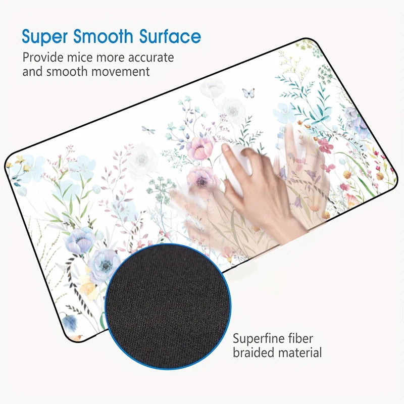 Watercolor Floral Extended Mouse Pad: Non-Slip Large Desk Mat for Office & Gaming