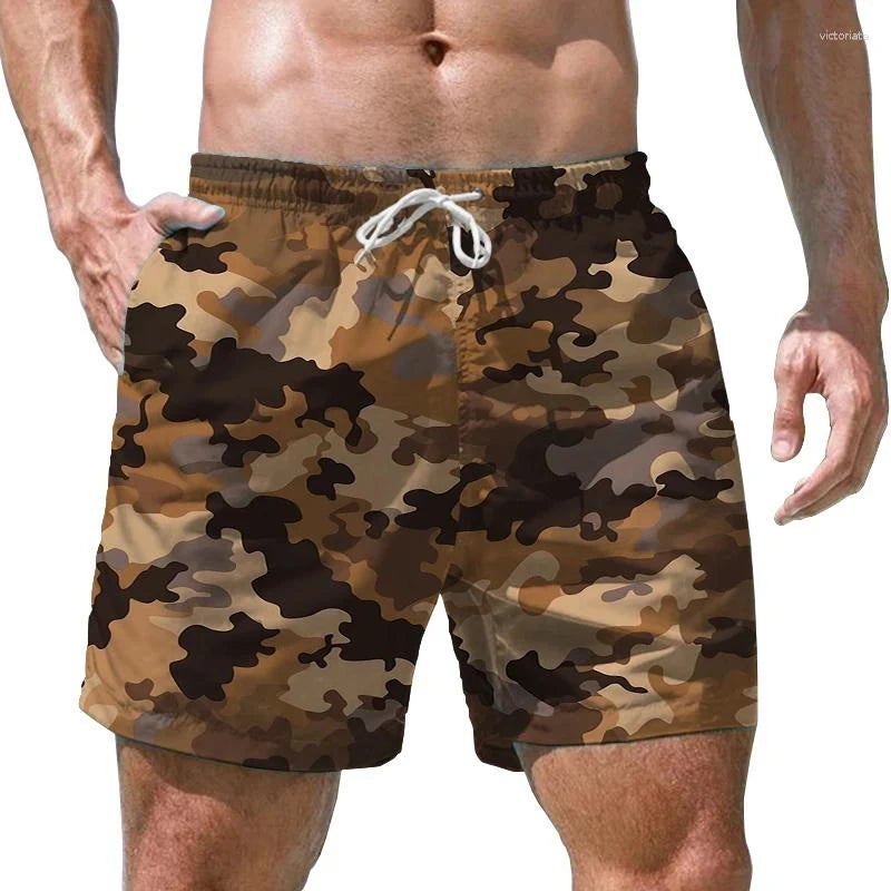 Camouflage Military Beach Shorts Men 3D Print Army Veteran Board Shorts Quick Dry Swimsuit Swim Trunks Cool Soldiers Ice Shorts