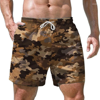 Camouflage Military Beach Shorts Men 3D Print Army Veteran Board Shorts Quick Dry Swimsuit Swim Trunks Cool Soldiers Ice Shorts