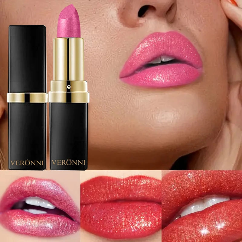 High Pigmented Shiny Lipstick,Stain Resistant,Long-Lasting,Glossy Waterproof Lipstick Shimmering Makeup Valentine'S Day Gift