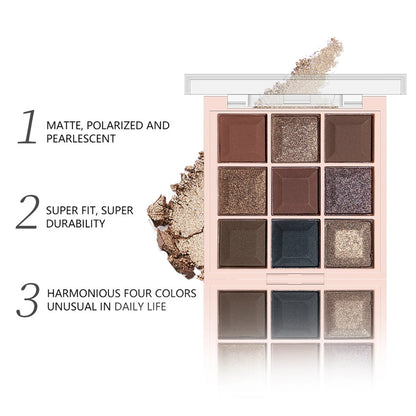 JUJU DREAM 9-Color Eyeshadow Palette, Matte & Shimmer Finish, Soft Milk Tea Tones, Compact & Easy for Daily Student Makeup