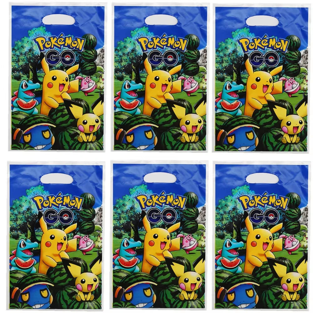 10/20/30pcs Pokemon Birthday theme Gift Bag Pokemon Figures Pikachu Candy Bag Packaging Giveaway Party Favors Children Gifts Sup
