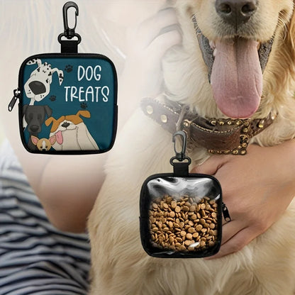 1pc Dog Print Dog Treat Bag with Hook and Zipper Pet Training Set Puppy Pet Training Walking Bag Dog Training Accessories
