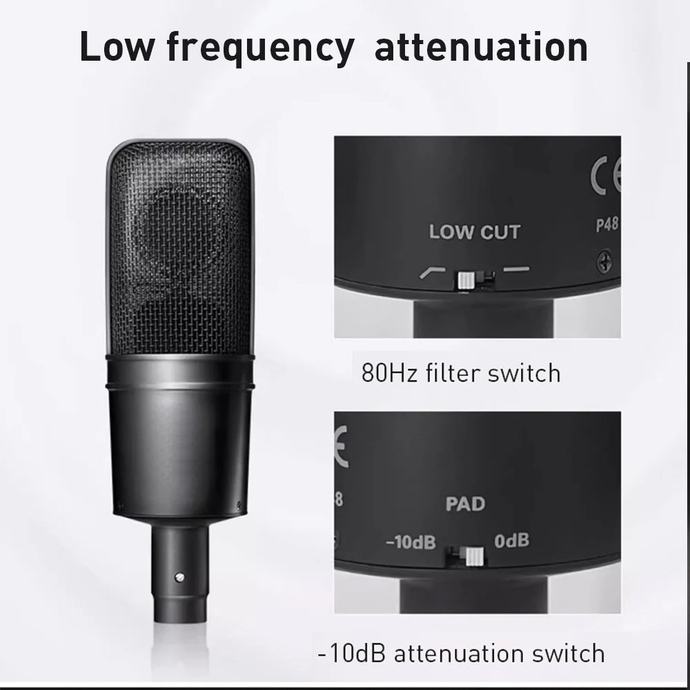 Hot Sale  AT4040 Large Diaphragm Condenser Microphone for Professional Studio Recording with High Sensitivity