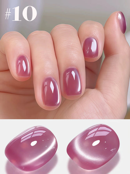 MIANEL 12ML Glass Bead Cat Eye Gel Nail Polish Flash White Spar Nude Color Magnetic Nail Polish White Nails Summer Nails 1-12pcs