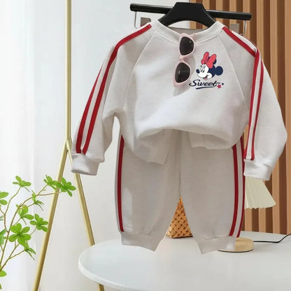 Spring New Style Girls Clothing Sets 2026 Children's Casual Tracksuits Fashion O Neck Hoodies and Side Stripe Trousers Two Piece