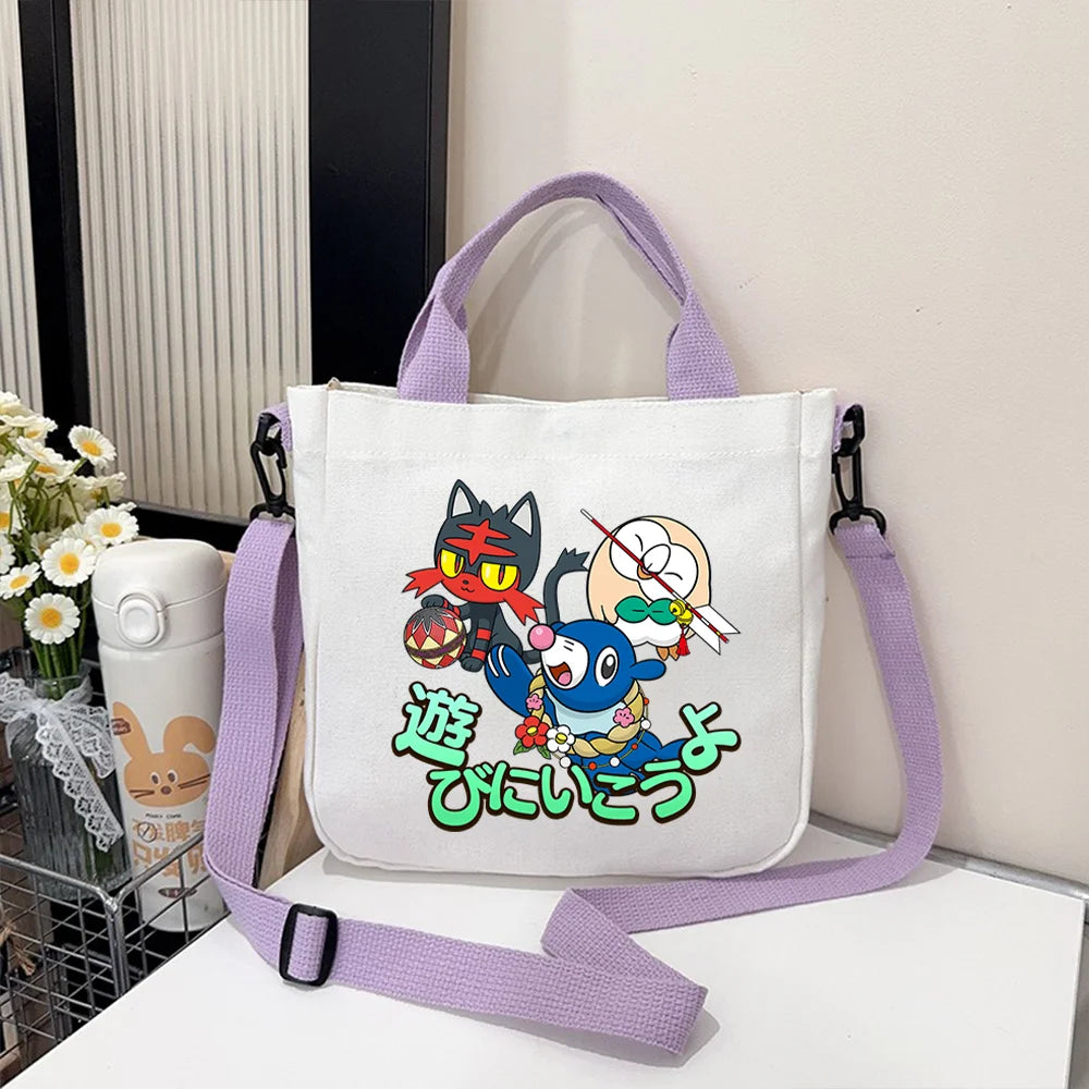 Pokémon Handbag Cartoon Children's Shoulder Bag Boys Girls Tote Bag Child Canvas Handbags Anime Crossbody Bag New Kids Gifts