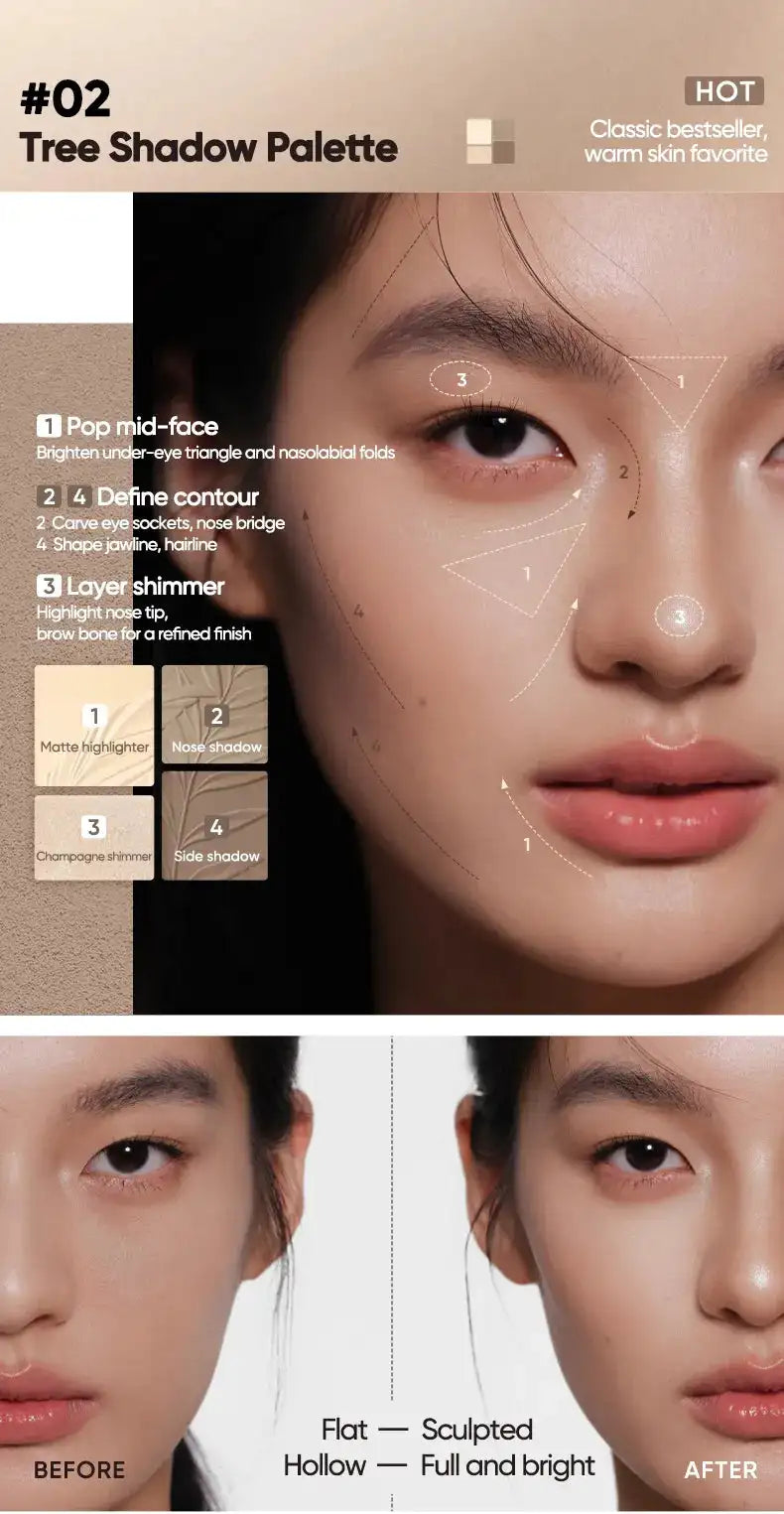 Judydoll Contour Palette, 2 In 1 Face Highlight Contour Palette, Shades with Highlighter Makeup, Non-greasy, Lasting Sparkling