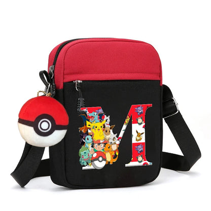 Cute Pokemons Letter A-Z Chest Packs Anime Pikachus Boy Girl Daily Travel Phone Pouch Shoulder Bag Outdoor Sport Crossbody
