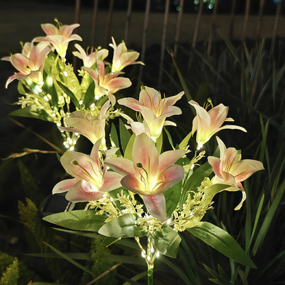 Auto Solar Lily Garden Lights (7 Heads) - Waterproof LED Outdoor Flower Decor for Yard, Pathway, Camping, Wedding | Ground Spike