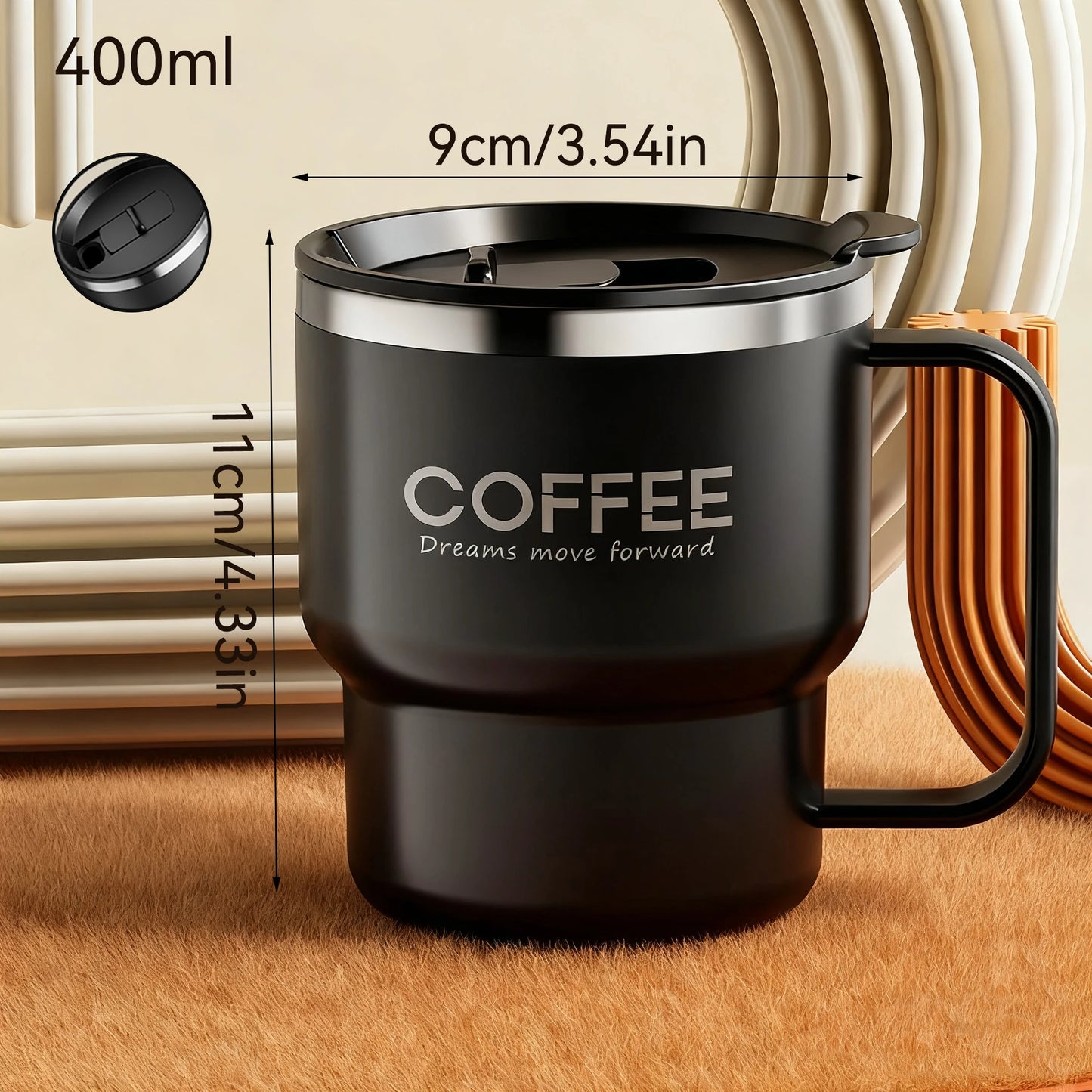 WORTHBUY 304 Stainless Steel Double Wall Insulated Coffee Cup With Handle Portable Students Leak-proof Water Cup Milk Coffee Mug