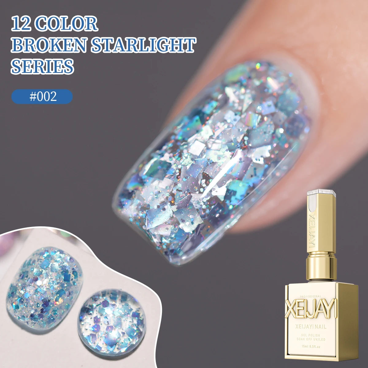 2025 new popular 12-color glittering diamond sequins nail gel, high saturation gloss long-lasting for nail art DIY