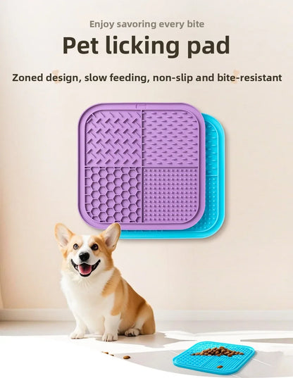 BPA-Free Silicone Pet Lick Mat: 4-Texture Slow Feeder with Powerful Suction Cups