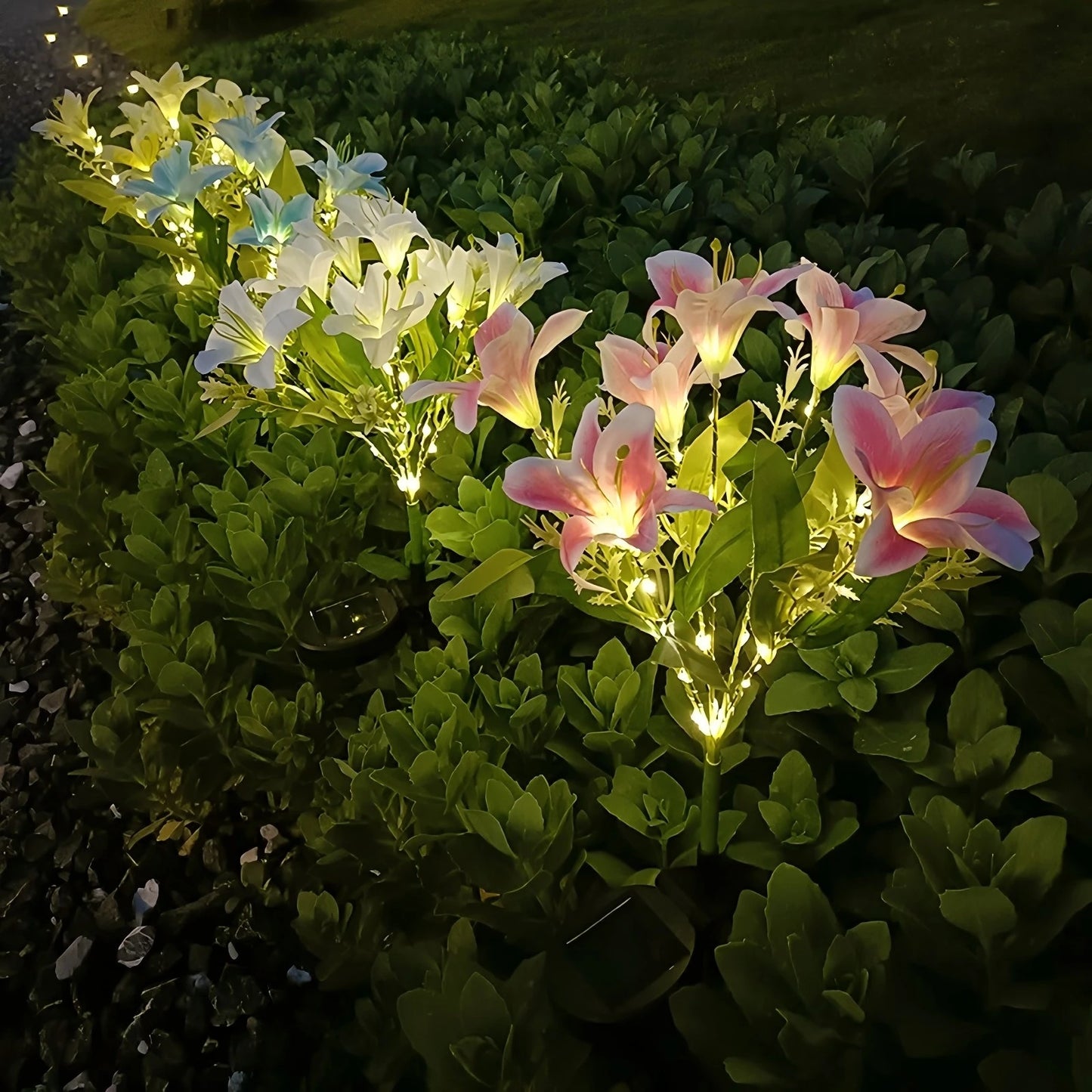 Auto Solar Lily Garden Lights (7 Heads) - Waterproof LED Outdoor Flower Decor for Yard, Pathway, Camping, Wedding | Ground Spike
