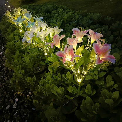 Auto Solar Lily Garden Lights (7 Heads) - Waterproof LED Outdoor Flower Decor for Yard, Pathway, Camping, Wedding | Ground Spike