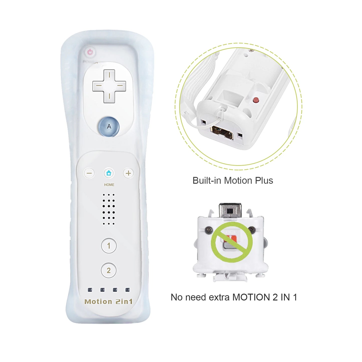 2 in 1 For Nintendo Wii Controller Set Optional Motion Plus Joystick Wireless Remote Gamepad with Silicone Case Video Game