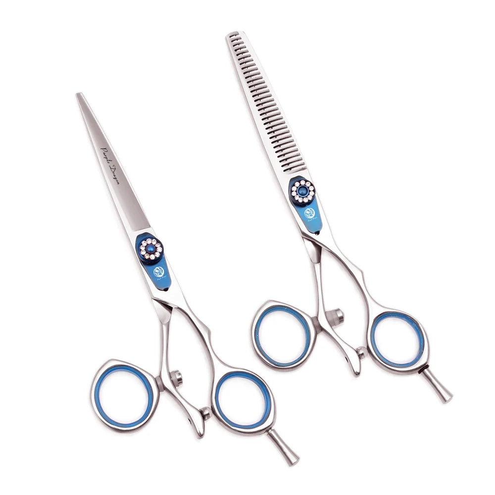 Professional Hairdressing Scissors 5.5" 6" Purple Dragon JP 440C Swivel Thumb Hair Cutting Scissors Barber Thinning Shears Z9019