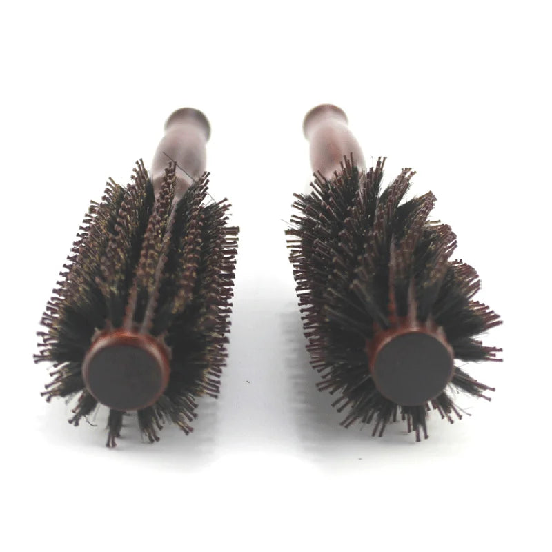 Wood Handle Round Rolling Brush Boar Bristle Nylon Hair Comb Anti Static Brush Straight Twill Hair Comb Hairdressing Tool