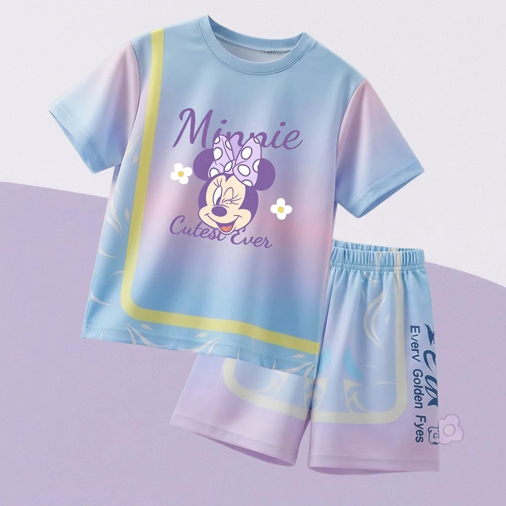 Summer Girls Casial Outfits Breathable Kids Running Shorts Sets Children's O Neck T Shirt Shorts Two Piece Outdoor Sport Clothes