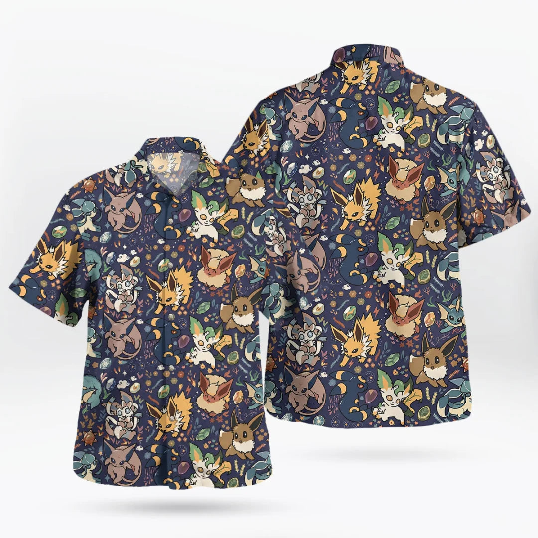 Midnight Eevee Evolutions Pokemon Hawaiian Shirt Summer Sports Leisure Dry Quickly Men's T-Shirt Kid's Clothing Tee Y2k Woman