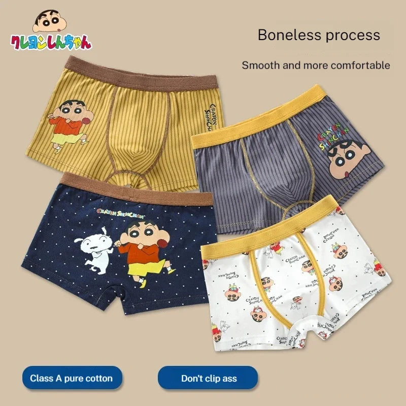 4-Piece Set Pikachu Boys' Underwear Pure Cotton Children'S Flat Corner Pants Summer Thin Spring Cartoon Cute Shorts