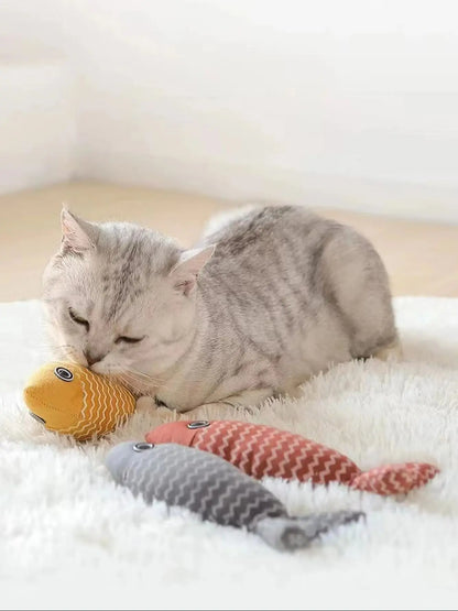Burlap Cat Toy Cat Mint Fish Pet Chew Toy Cat Fun Interactive Soft Lifelike Fish Kitten Self-Happiness Training Toy Cat Supplies