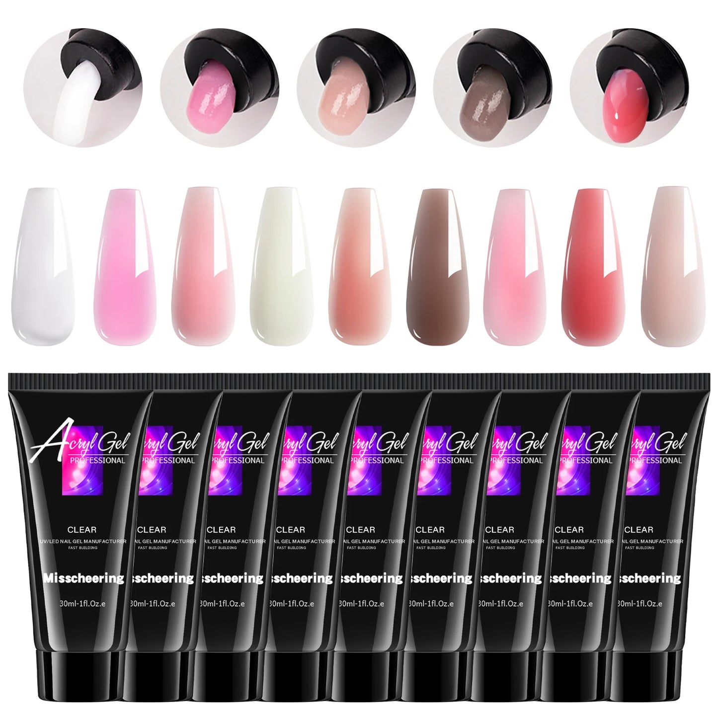 30ml Solid Color Nail Extension Gel Nail Build Poly  Acrylic Gel Uv Led Quick Extension Of Crystal Model Painless Crystal Glue