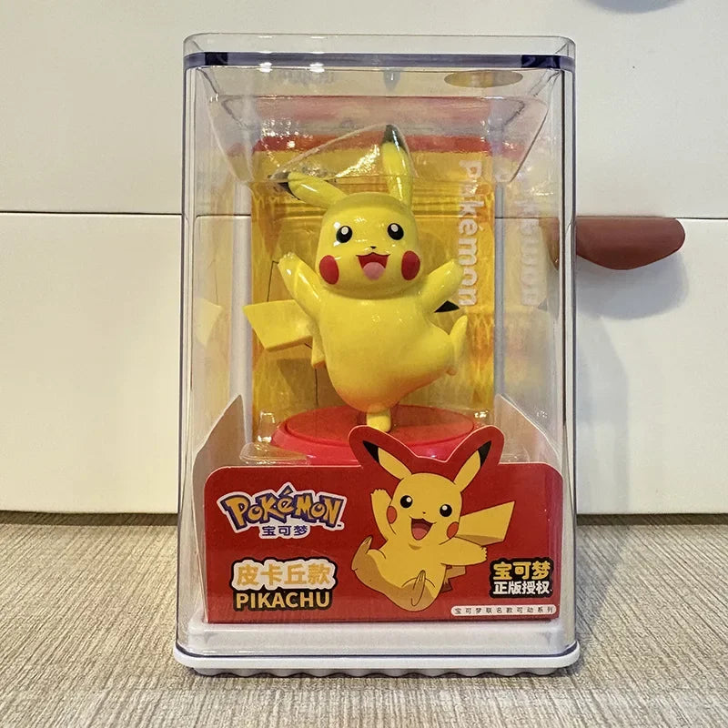 Original Pokemon Action Figure Blind Box 6pcs Set, Pikachu Gengar Dragonite with Acrylic Display Case Collection Children's toys