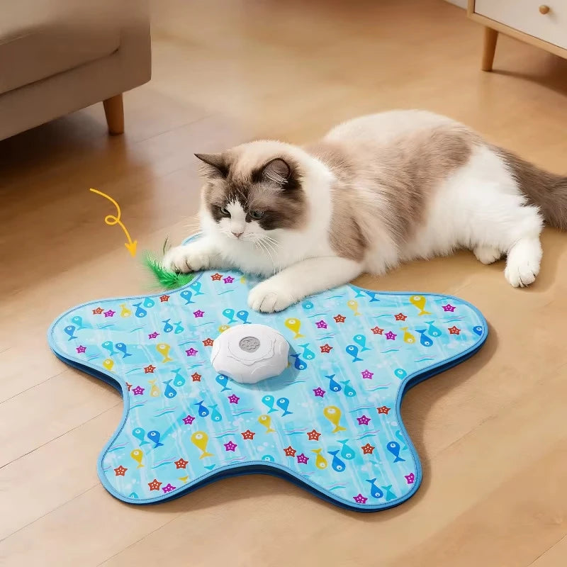 Electric Cat Turntable Automatic Intelligent Cat Funny Stick Sports Consumption Pet Toy Motion Activated Moving Cat Funny Stick