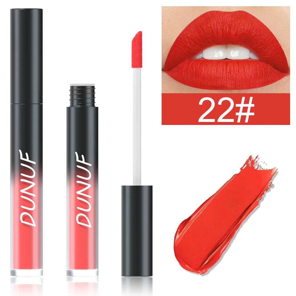 DUNUF 32 Color Matte Liquid Lipstick: Bold Pigment Non-Stick Lip Glaze