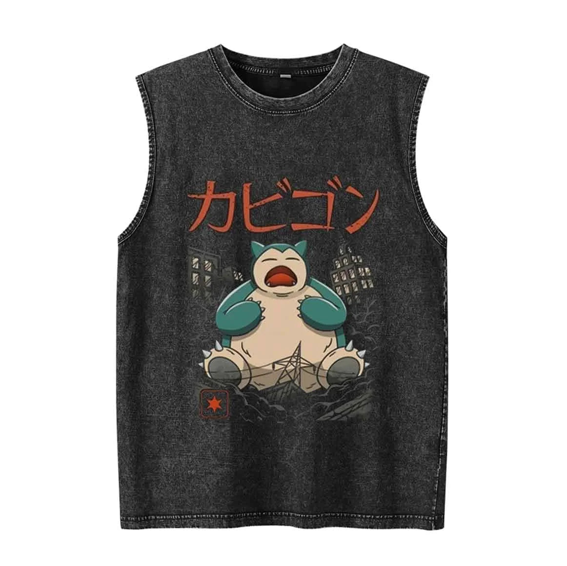 Anime Pokemon Print Men's Tank Top Man Sleeveless Shirt Summer Y2k Clothes Vintage Washed Vest Oversized T Shirts Gym Clothes