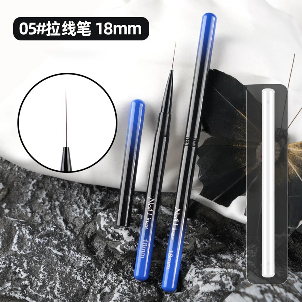 Extra Fine Nail Brushes Liner 6/9/12/15/18mm Design Brushes for Gel Painting Thin Long Lines Details Drawing Pen DIY Line Pen