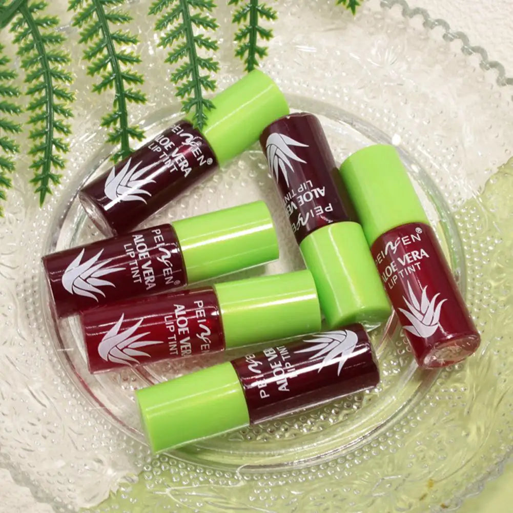 6 Color Lip Tint Stain Set Plumping Liquid Lipstick Aloe Vera Watery Lip Stain Lip Gloss Multi-use Moisturizing Lip & Cheek Tint