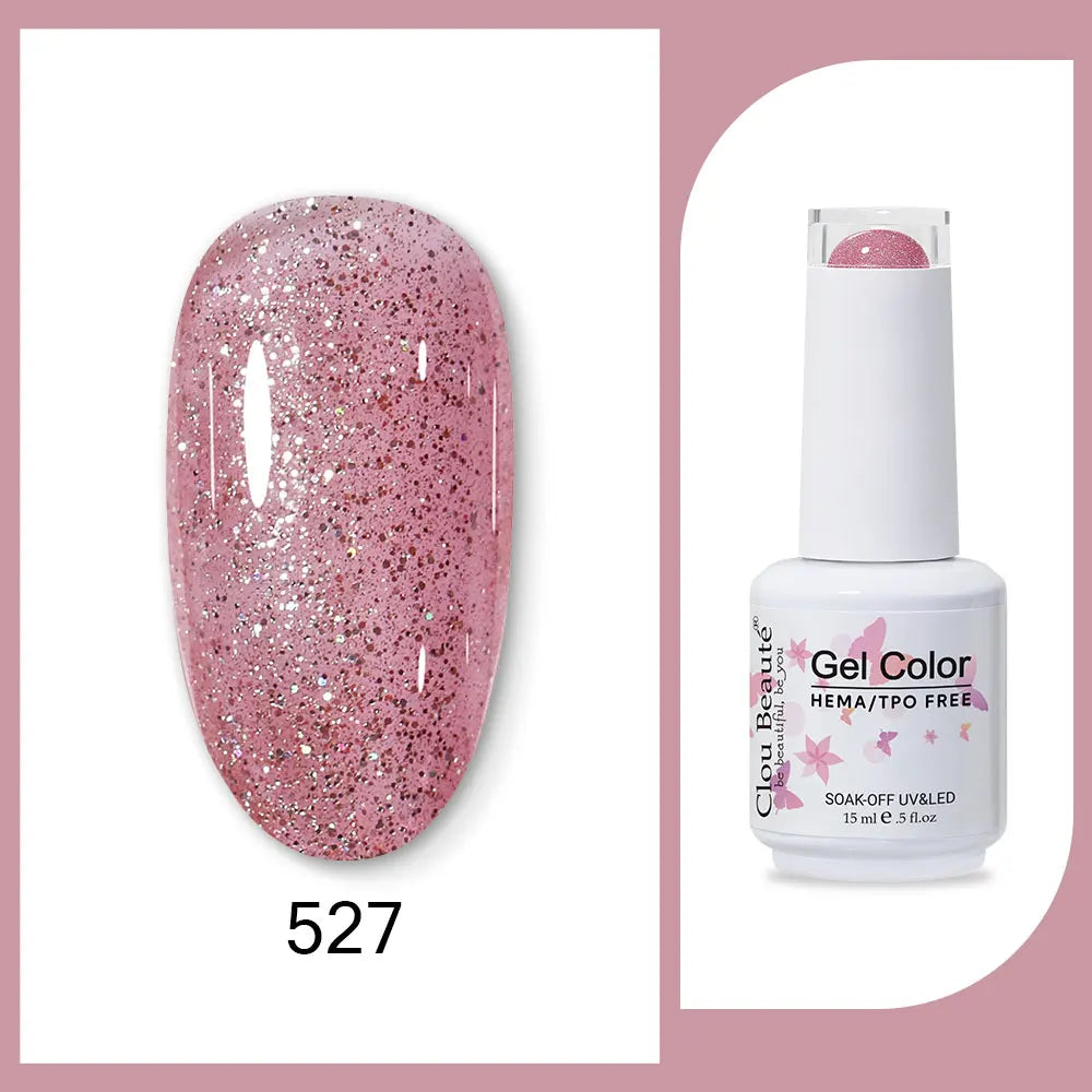 Clou Beaute 15ml Red Black White Green Neon Gel Nail Polish Base Top Coat Velvet Top 400 Colors Semi Permanent Gel Nail Varnish
