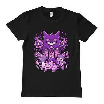 2025 Summer Pokémon Anime Gengar Kaiju 100% Pure Cotton Printed T-shirt Men Harajuku Loose Casual Versatile Short-sleeved Top
