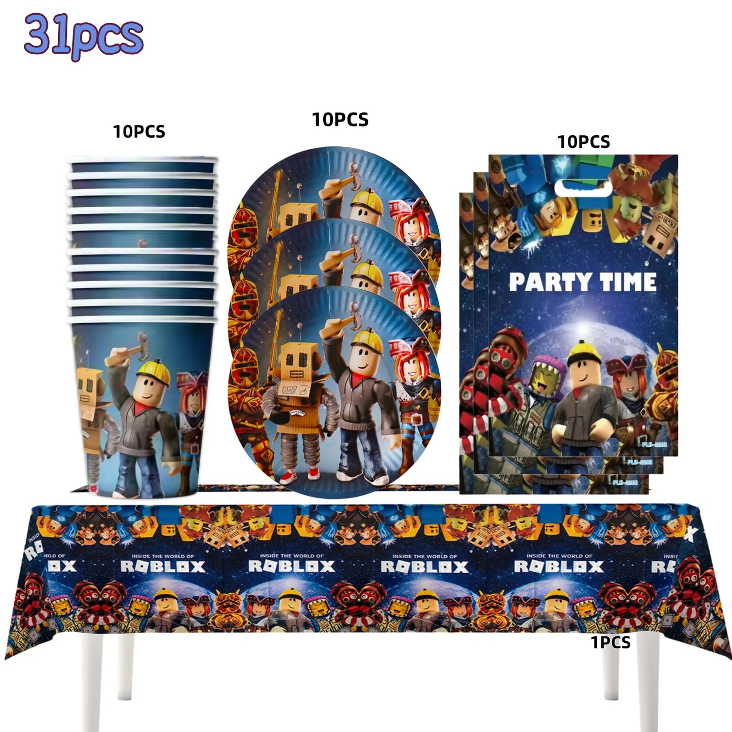 Roblox Boy Kids Set Birthday Party Decorations Tableware Tablecloth Cup Plate Napkin Bags Baby Shower Roblox Party Favor Kits