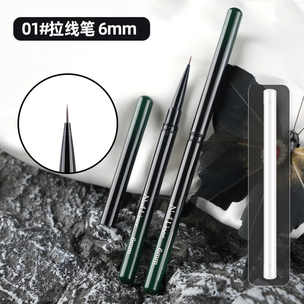 Extra Fine Nail Brushes Liner 6/9/12/15/18mm Design Brushes for Gel Painting Thin Long Lines Details Drawing Pen DIY Line Pen