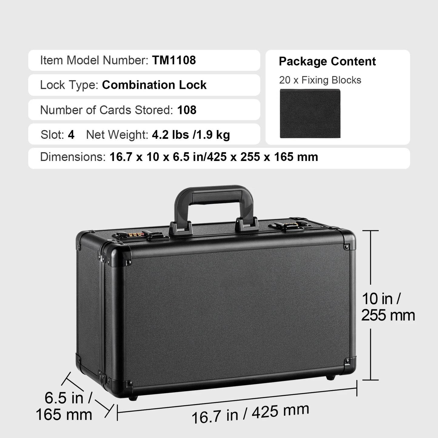 SucceBuy Graded Card Storage Box 4 Slots or 5Slots with Key Lock or Coded Lock Foam Dividers for 96/108/120/162 PSA Graded Cards