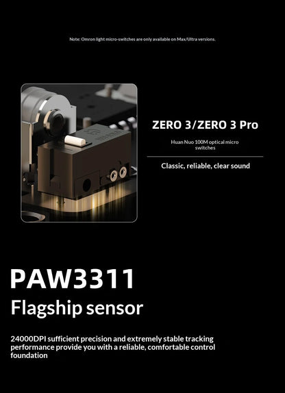 XINMENG ZERO 3 Gaming Mouse PAW3311/PAW3395/PAW3950 E-sport Sensor 1K/8K Polling Rate Carbon Fiber Case 500mAh Battery Wireless