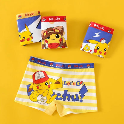 4pcs Pokemon Boys Boxer Underpants Cotton Anime U Pouch Bulge Underwear Cartoon Shorts Kids Cute Breathable Boxer Pants 2-12Y