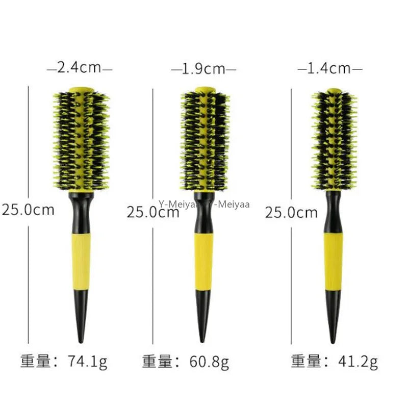 Professional 1/6pcs Boar Bristle Wooden Hair Comb Round Hair Brush Curling Combs Woman Hair Curlerl Hairdresser Styling Tool
