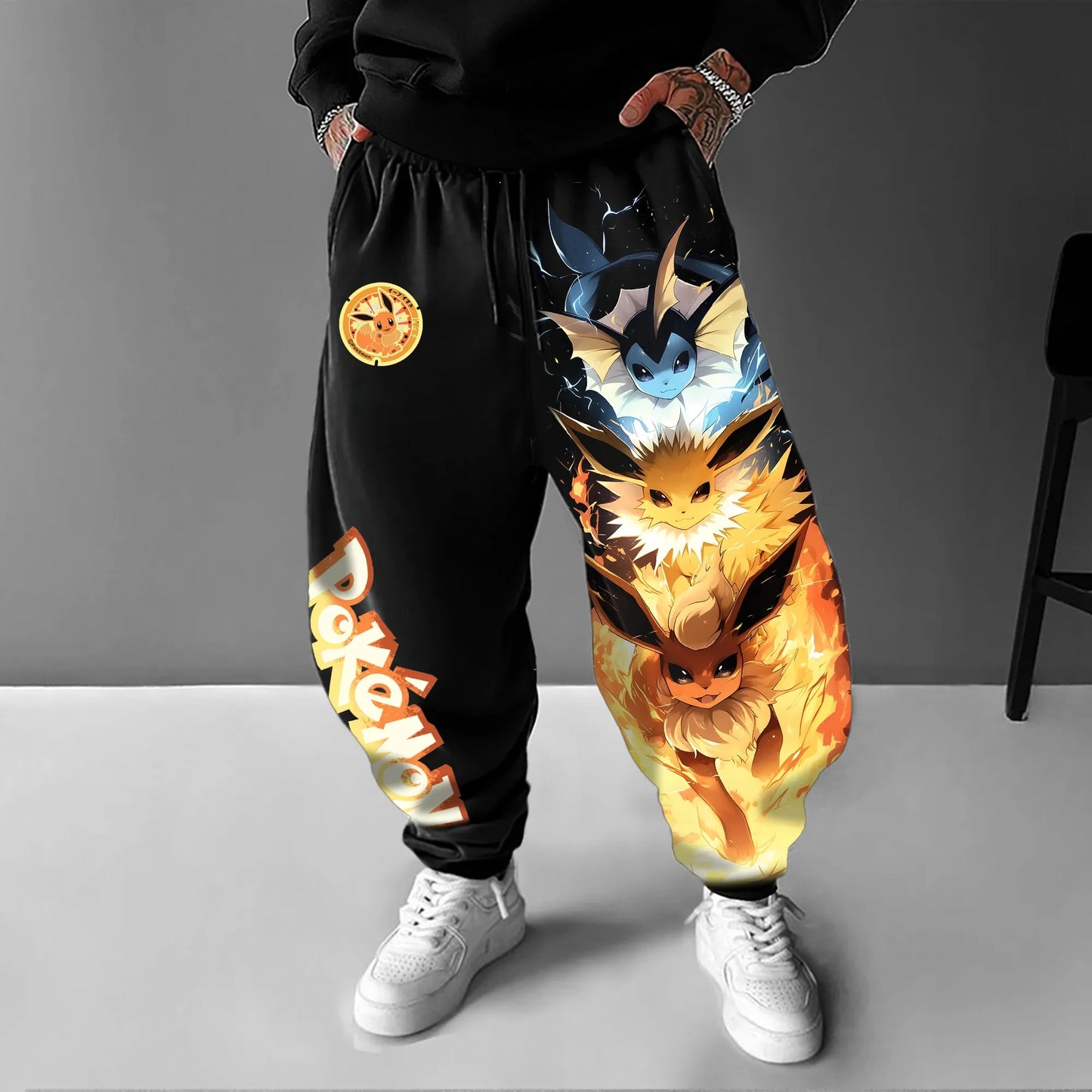Pokemon Print New Streetwear 2026 Mens High Waist Cotton Pants Wide Leg Trousers Loose Fit Casual Breathable Sweatpants