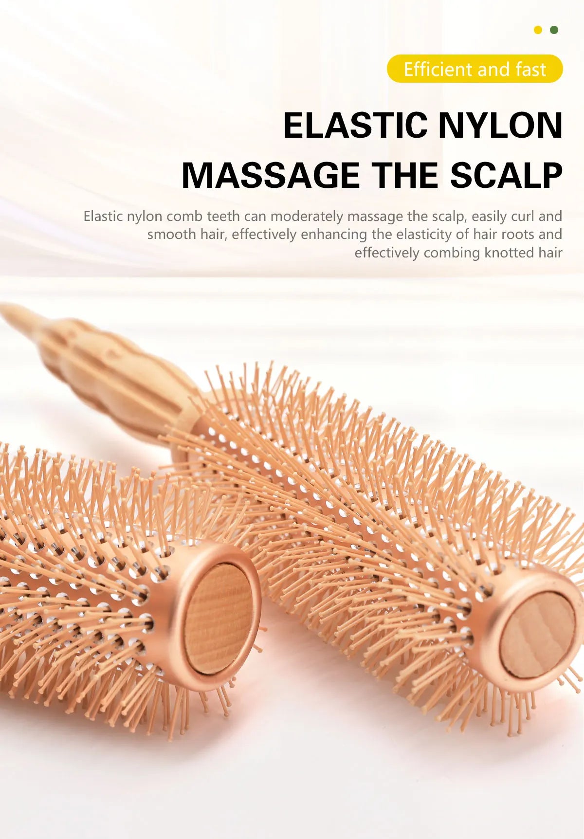 Professional Wood Round Curly Combs For Women Hairdressing Massage Brush Salon Barber Aluminum Tube Hair Styling Comb New Type